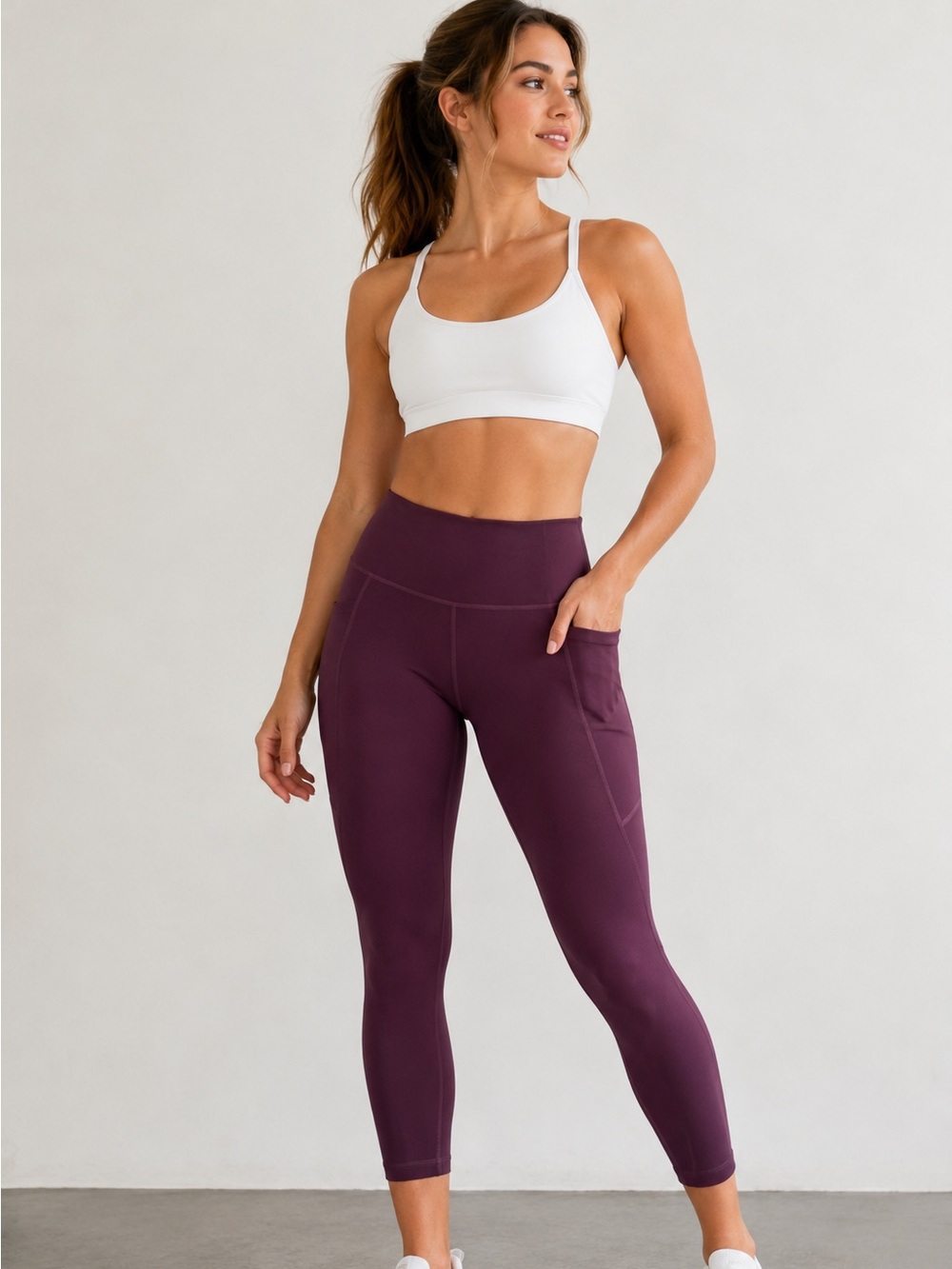 Fabletics PureLuxe High-Waisted Pocket Leggings Purple Women’s Approx. Small